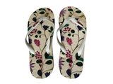Solema Slip-on Beach Pool Fashion Flip Flops for Women - White Flowers