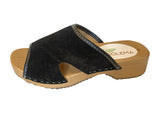 Solema GRETA Suede Leather Sandal Clogs for Women  - Black
