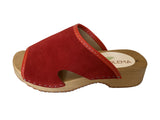 Solema GRETA Suede Leather Sandal Clogs for Women  - Red