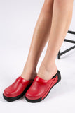 TERLIK SABO ST024 Leather Clogs for Women - Red-Black