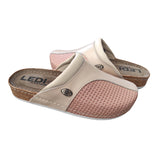 LEDI Anatomic 95-B24_SQV Leather Slip-on Womens Comfort Sandals Clogs, Beige-Mallow