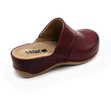 LEON 2019 Leather Clogs for Women - Dark Red