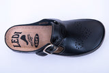 LEDI 402-10 Leather Clogs for Women - Black
