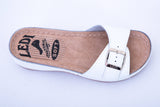 LEDI 407-18 Leather Clogs for Women - White