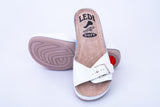 LEDI 407-18 Leather Clogs for Women - White