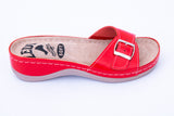 LEDI 407-24 Leather Clogs for Women - Red