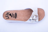 LEDI 407-S1 Leather Clogs for Women - Silver-White
