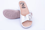 LEDI 407-S1 Leather Clogs for Women - Silver-White