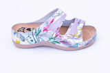 LEDI 412-D1 Leather Clogs for Women - Flower