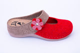 LEDI 431-105 Leather Clogs for Women - Red-Brown