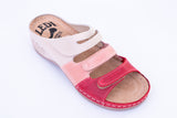 LEDI 432-4 Leather Clogs for Women - Beige-Pink-Red