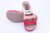 LEDI 432-4 Leather Clogs for Women - Beige-Pink-Red