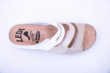 LEDI 432-6 Leather Clogs for Women - White-Beige