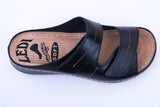 LEDI 434-10 Leather Clogs for Women - Black