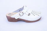 LEDI 552-18 Leather Clogs for Women - White