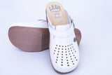 LEDI 552-18 Leather Clogs for Women - White