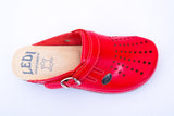 LEDI 552-24 Leather Clogs for Women - Red
