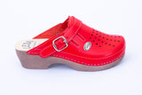 LEDI 552-24 Leather Clogs for Women - Red