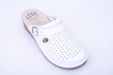 LEDI 663-18 Leather Clogs for Women - White