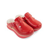 Biancomolina A01 Leather Womens Air Clogs - red