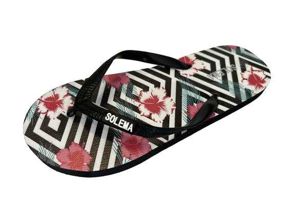 Solema Slip-on Beach Pool Fashion Flip Flops for Women - Abstract Flowers