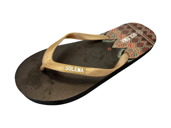 Solema Slip-on Beach Pool Fashion Flip Flops for Women - Black-Gold