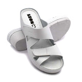 LEON 1004 Leather Sandal Clogs for Women - White