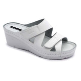 LEON 1004 Leather Sandal Clogs for Women - White