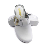LEON 1024 Leather Sandal Clogs for Women - White