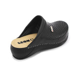LEON 3400 Leather Clogs for Women - Black