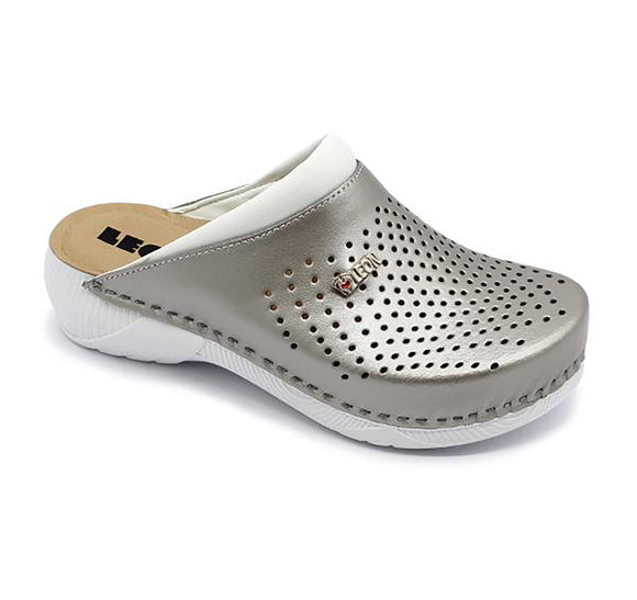 LEON 3400 Leather Clogs for Women - Champagne