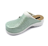 LEON 3400 Leather Clogs for Women - Green