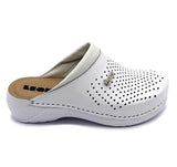 LEON 3400 Leather Clogs for Women - White