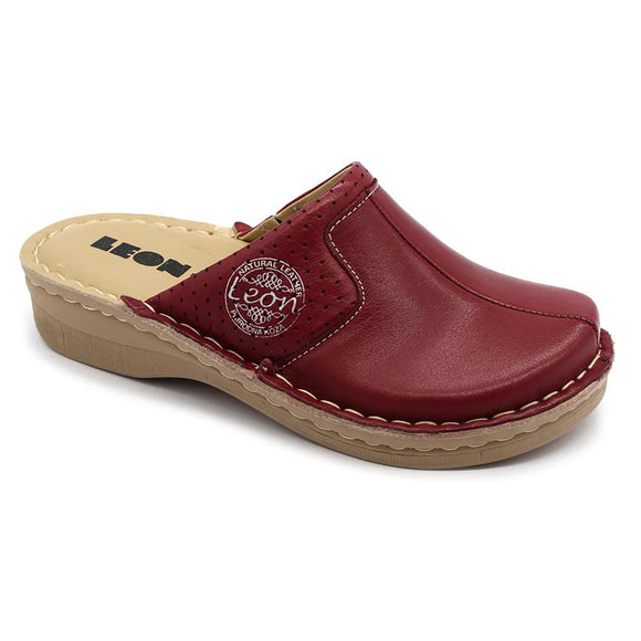 LEON 360 Leather Clogs for Women - Dark Red