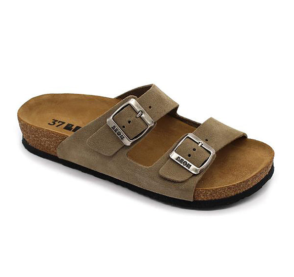 LEON 4010 Leather Sandal Clogs for Women - Grey