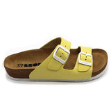 LEON 4010 Leather Sandal Clogs for Women - Yellow