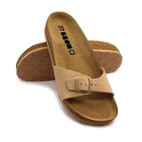 LEON 4021 Leather Sandal Clogs for Women - Beige