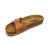 LEON 4021 Leather Sandal Clogs for Women - Brown