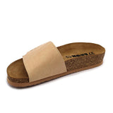 LEON 4022 Leather Sandal Clogs for Women - Beige