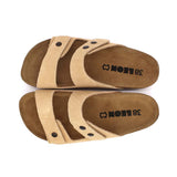 LEON 4050 Leather Sandal Clogs for Women - Beige