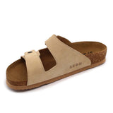 LEON 4050 Leather Sandal Clogs for Women - Beige