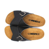LEON 4053 Leather Sandal Clogs for Women - Black