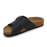 LEON 4053 Leather Sandal Clogs for Women - Black