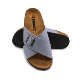 LEON 4053 Leather Sandal Clogs for Women - Blue