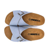 LEON 4053 Leather Sandal Clogs for Women - Blue