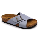 LEON 4053 Leather Sandal Clogs for Women - Blue
