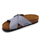 LEON 4053 Leather Sandal Clogs for Women - Blue