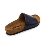 LEON 4205 Leather Sandal Clogs for Women - Blue
