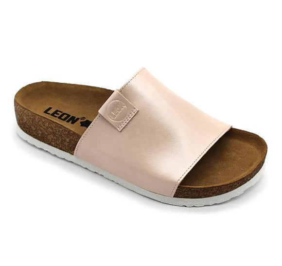 LEON 4205 Leather Sandal Clogs for Women - Salmon