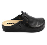 LEON 5001 Leather Clogs for Women - Black